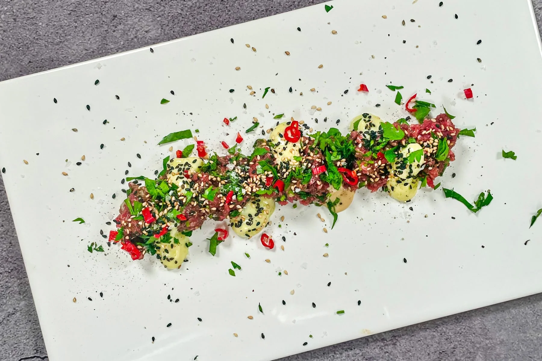 Asiatisk råbiff (innanlår rådjur eller hjort)